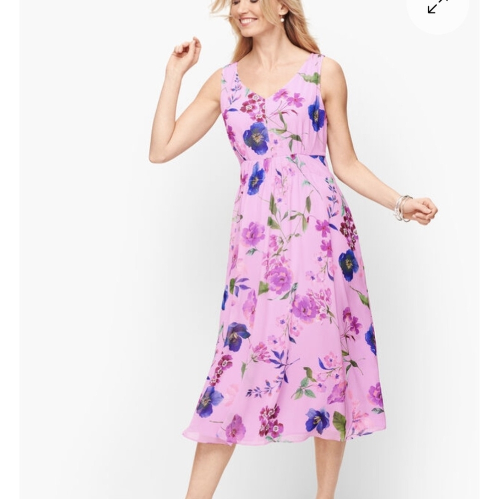 Talbots Georgette Botanical Floral Dress Sz 8P NWT *V - Picture 2 of 9